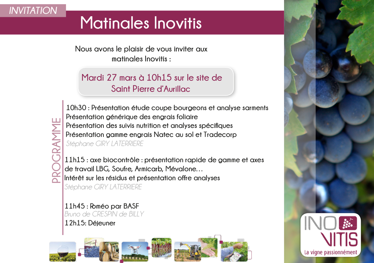 Invitations Matinales Inovitis  27 mars 2018